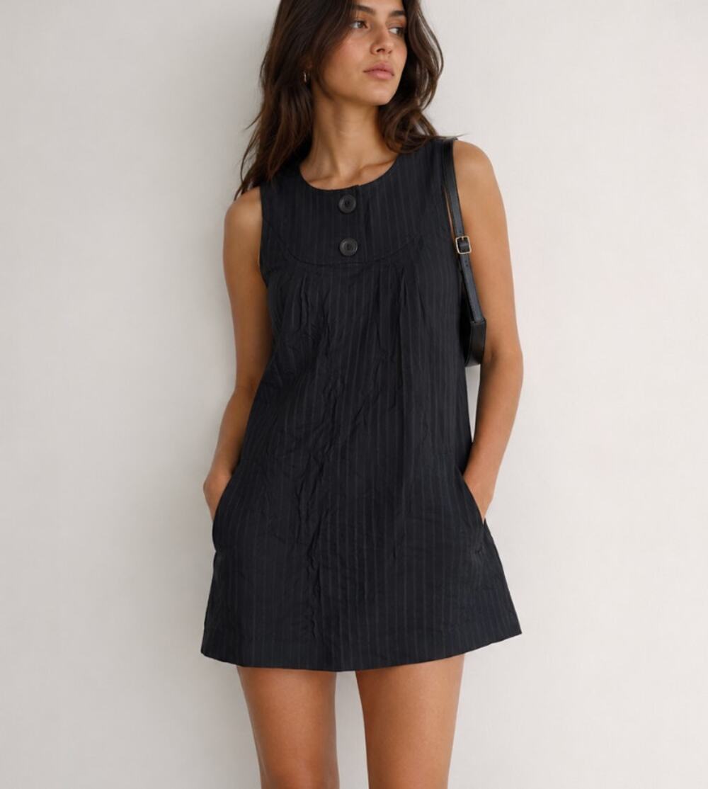 Iris Setlakwe Mini Dress Pinstripe Black 2